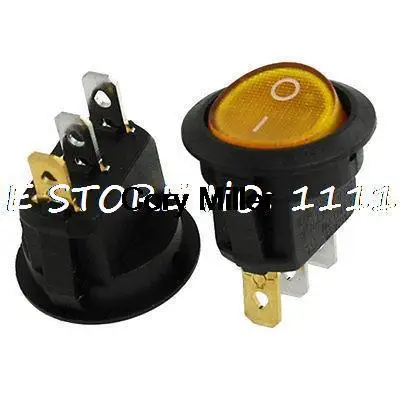 

Yellow Light Illuminated ON/OFF 2 Position SPST Round Boat Rocker Switch