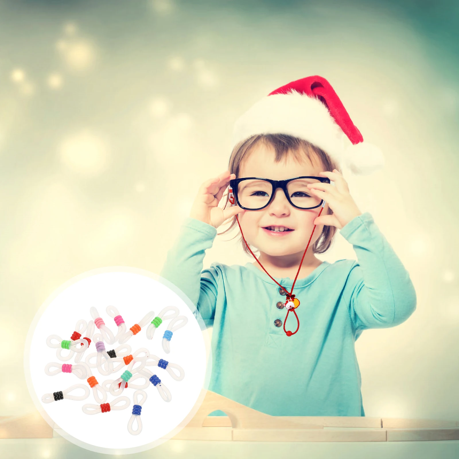 

60pcs Eyeglass Chain Connector Metal Accessories Prevent Losing Adjustable Coil Fit Glasses Spiral Beads White Mixed Color