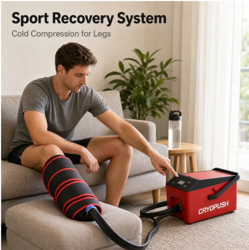 CRYOPUSH Adjustable Pulse Compression Knee Therapy Machine,Ice Cold Cryo Recovery System for Sports Post‑Trauma Knee Care