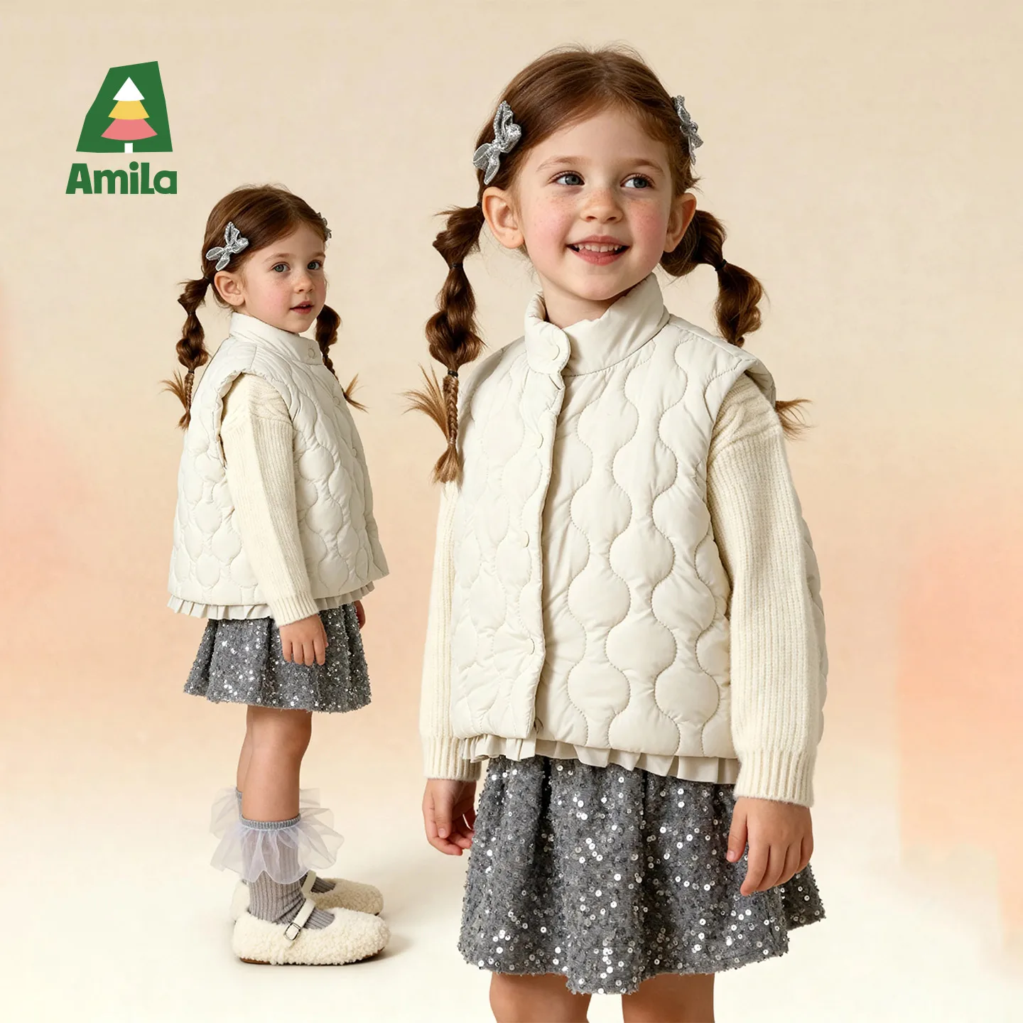 Amila2026 Kids Children's Winter Solid Color Warm Vest Vest Suitable For Both Interior And Exterior Wear, Fashionable And Casual