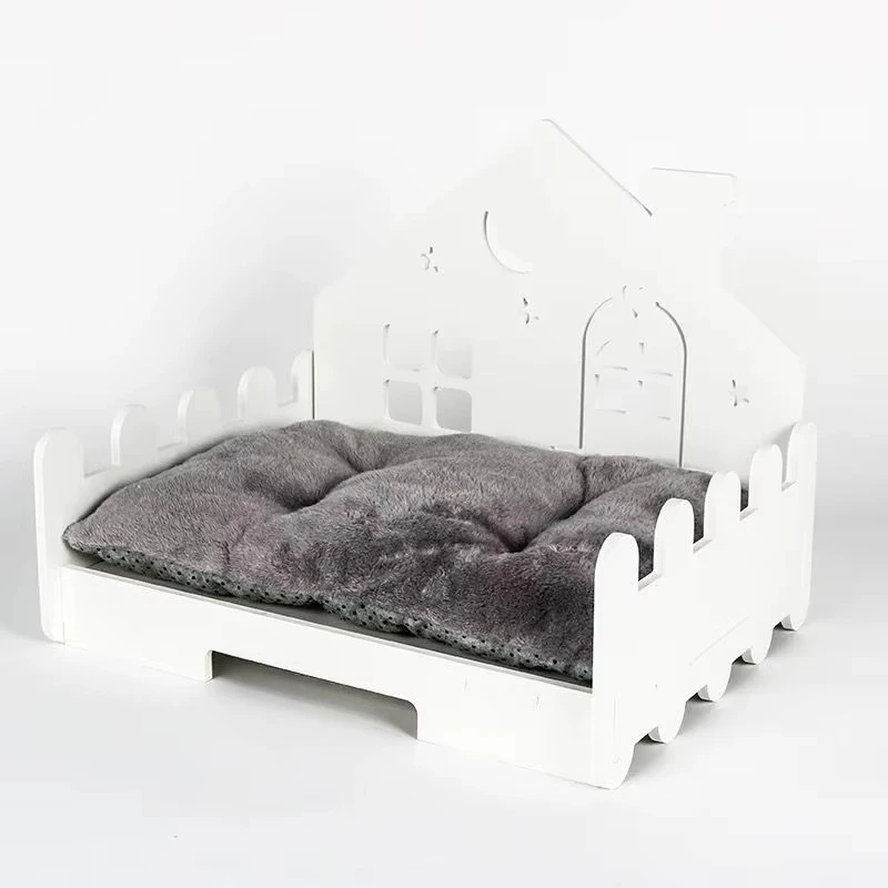 Elevated Plush Pet Sofa Nest Detachable Cushion Cozy Sleeping Couch for Small Cats Dogs Indoor Use