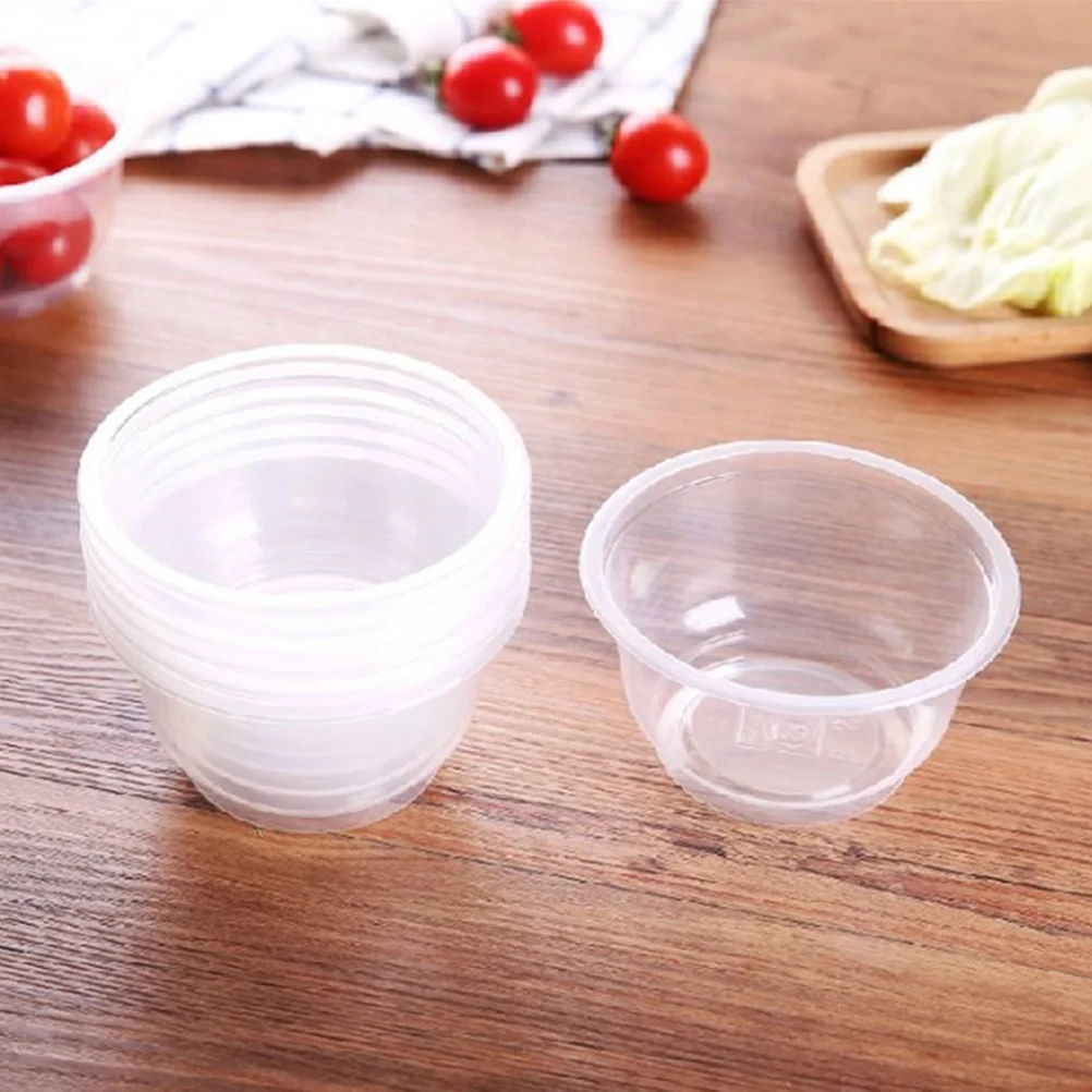 

50pcs Plastic Bowls Clear Round Disposable Food Grade Party Wedding Birthday Snack Storage Containers Eco-Friendly Cold Food