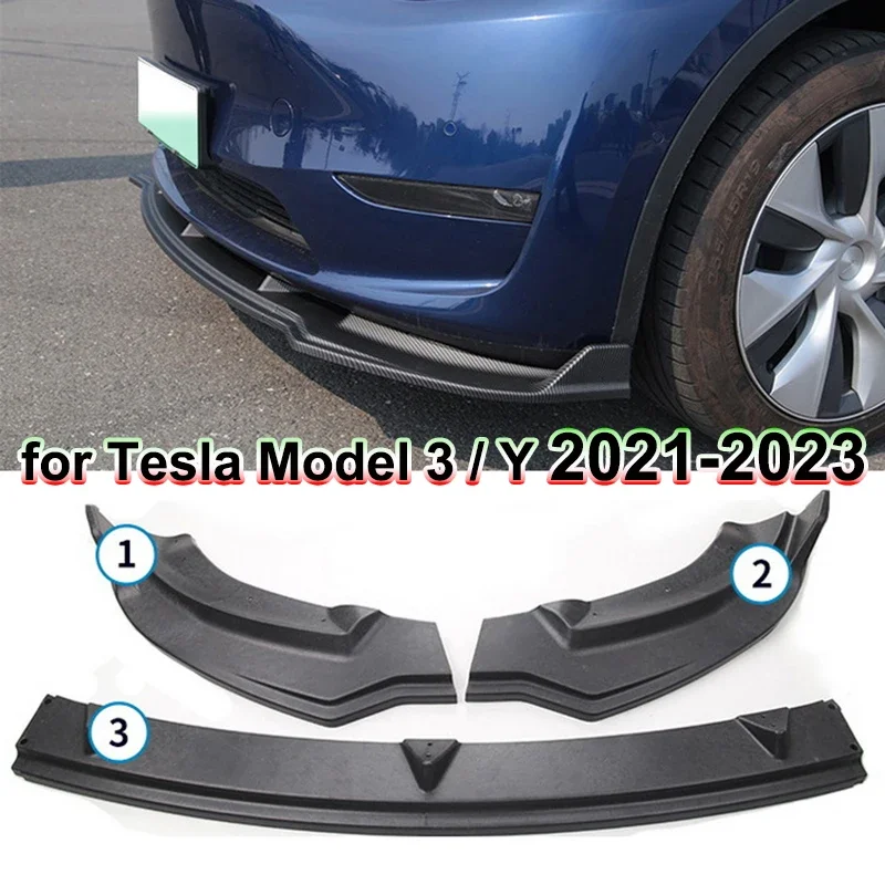 

For Tesla Model 3 Y Front Bumper Lip Protector Body Kit Spoiler Deflector Protect Modified Accessories ABS Tuning Lower Diffuser