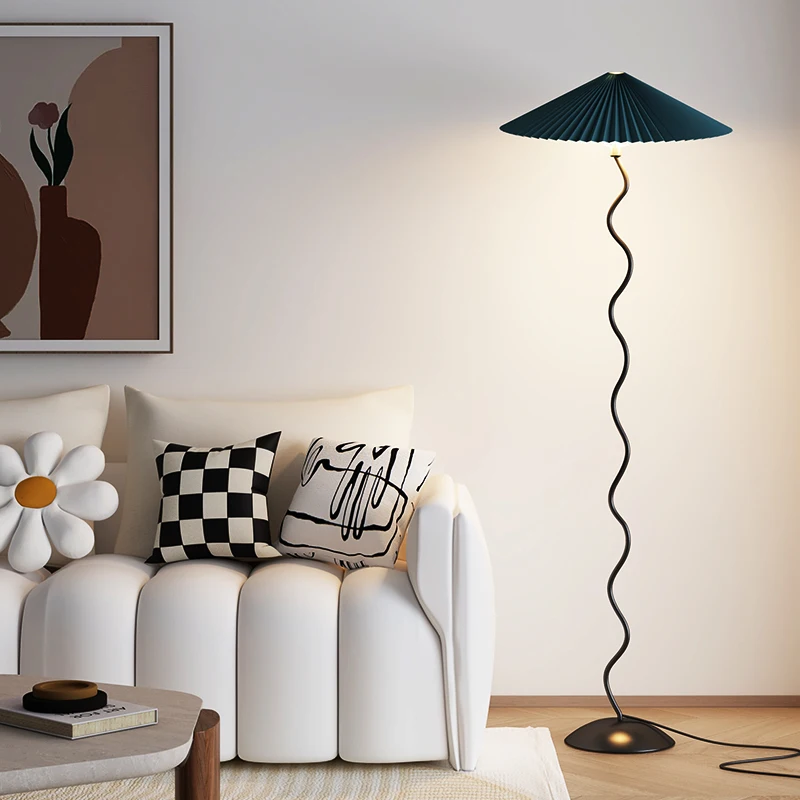 

Medieval pleated floor lamp Japanese simple living room sofa bedroom bedside Nordic decorative atmosphere table lamp