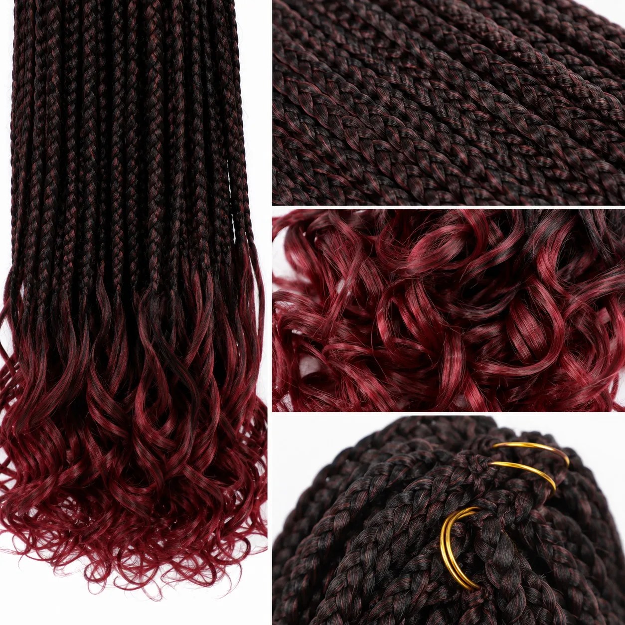 22 Zoll Goddess Box Braids mit französischen Lockenenden, vorgefertigte Boho-Locken-Haare für Frauen, schützende Frisur – Detail 3