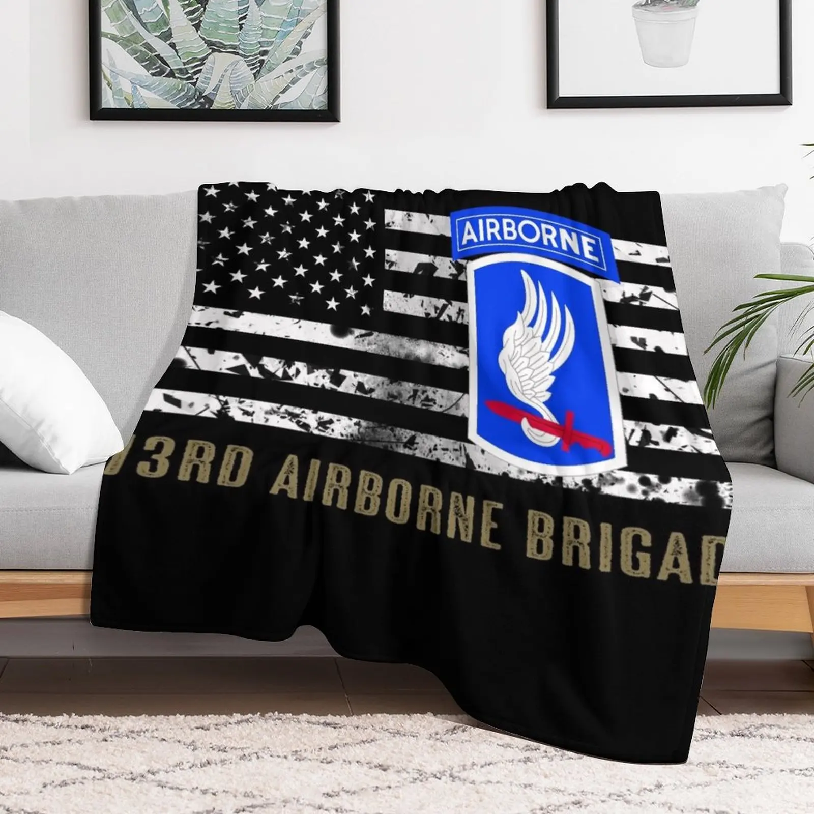 173rd Airborne Brigade (Distressed Flag) Throw Blanket Stuffeds Soft Plaid Blankets