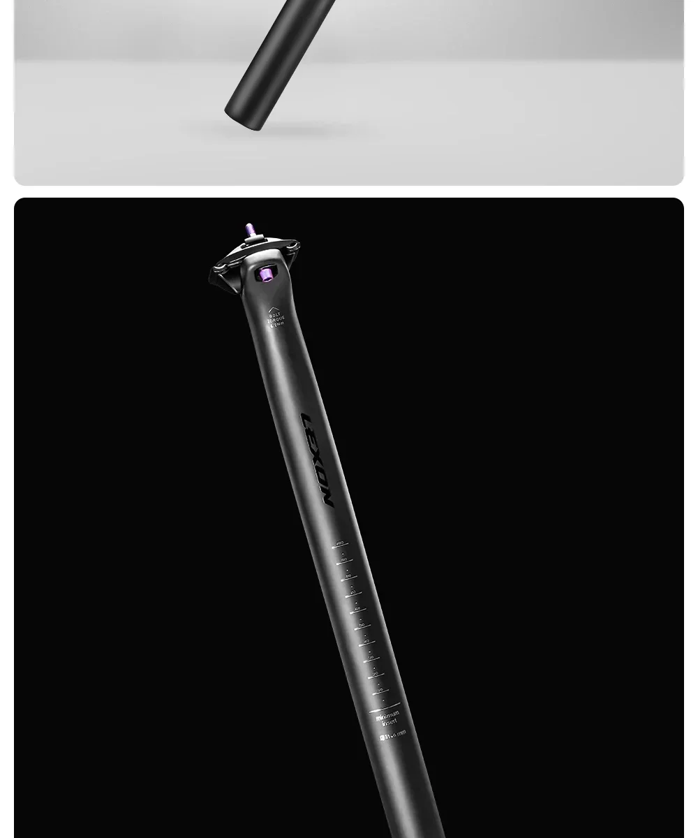 LEXON Ultraleichte Fahrrad-Sattelstütze aus Carbon, 27,2/31,6 mm, zwei Größen, für MTB/Gravel/Rennräder, 350 mm Länge, Fahrrad-Sattelstütze – Detail 12