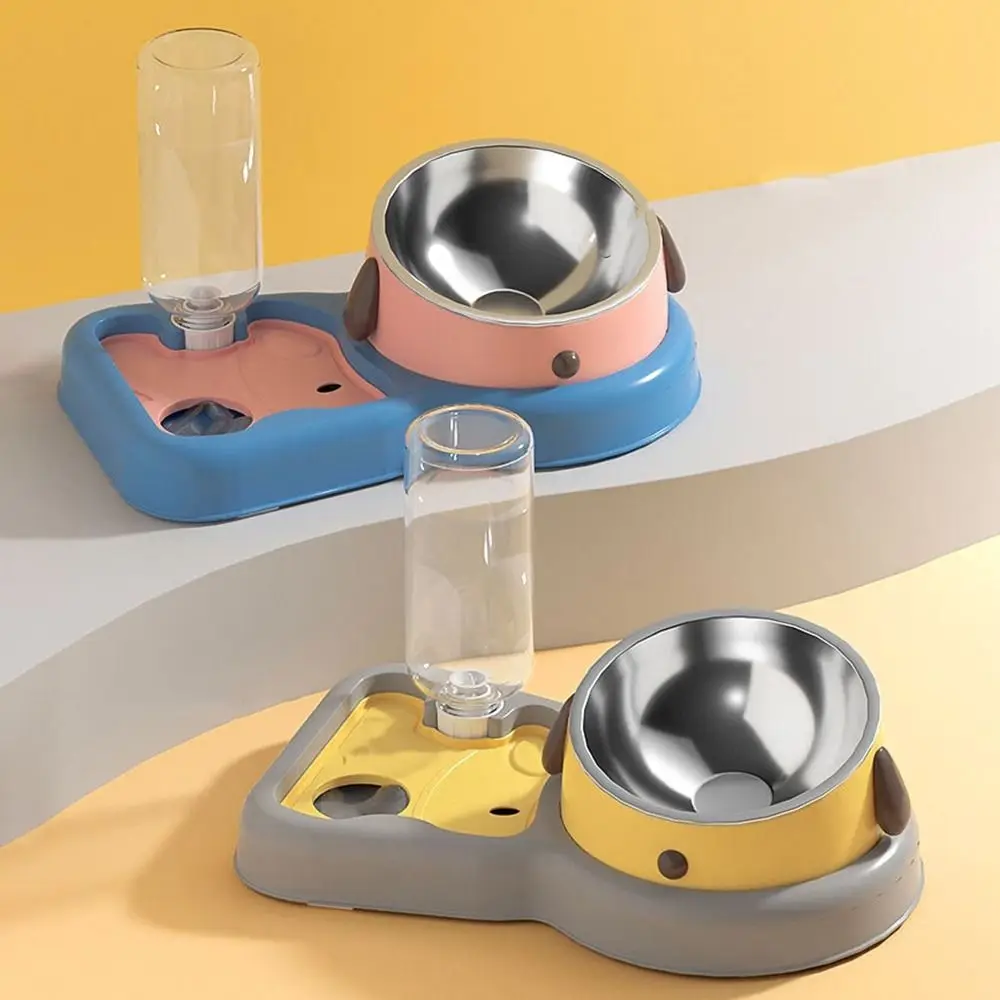 

Protection Neck 3 in 1 Cat Bowl Anti Knockover Detachable Cat Dog Food Bowl Large Capacity with Water Bottle Pet Food Container