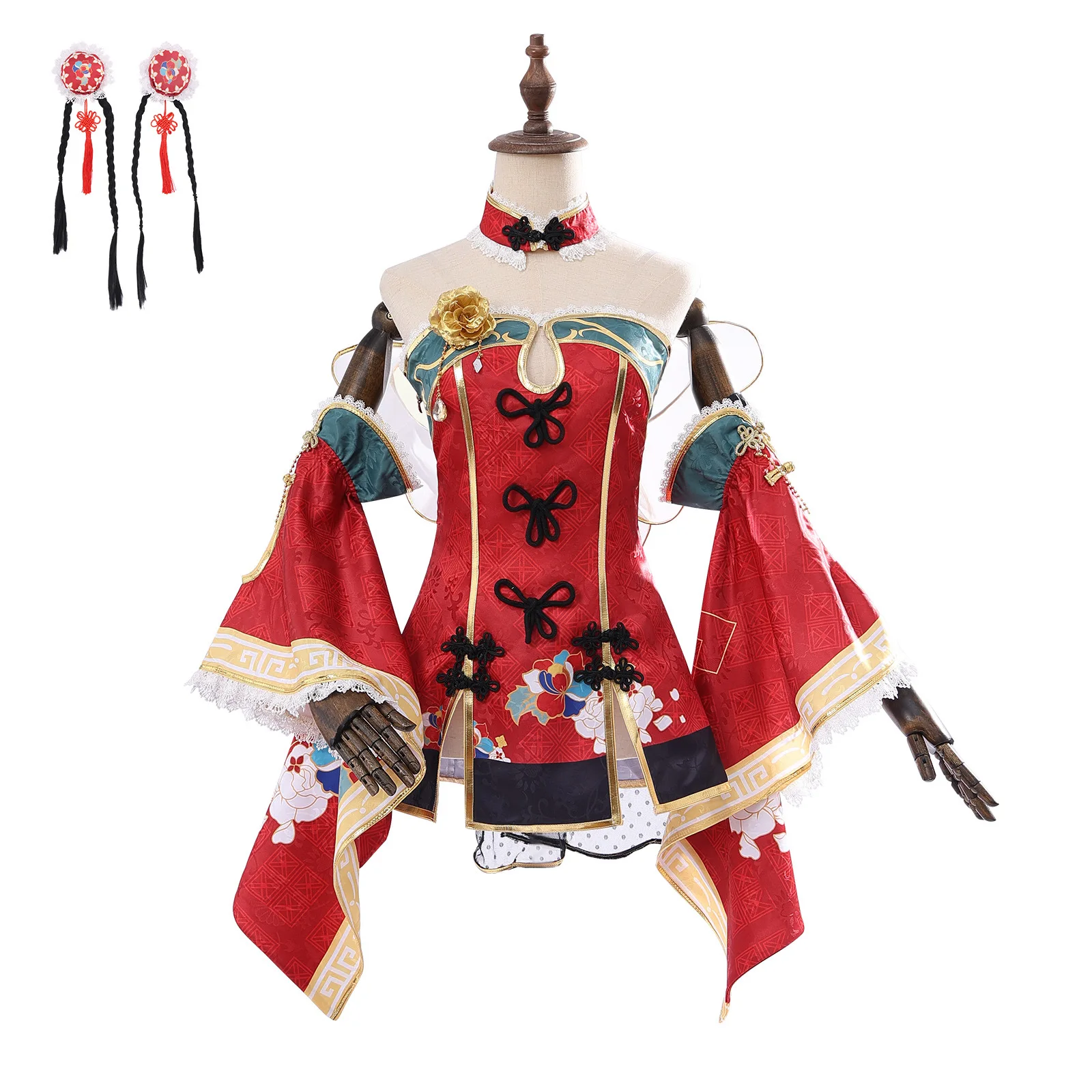 

Love Live Dia Kurosawa Same Style Red Cheongsam Cosplay Costume Exquisite Full Set with Accessories Party Comic-Con Outfit