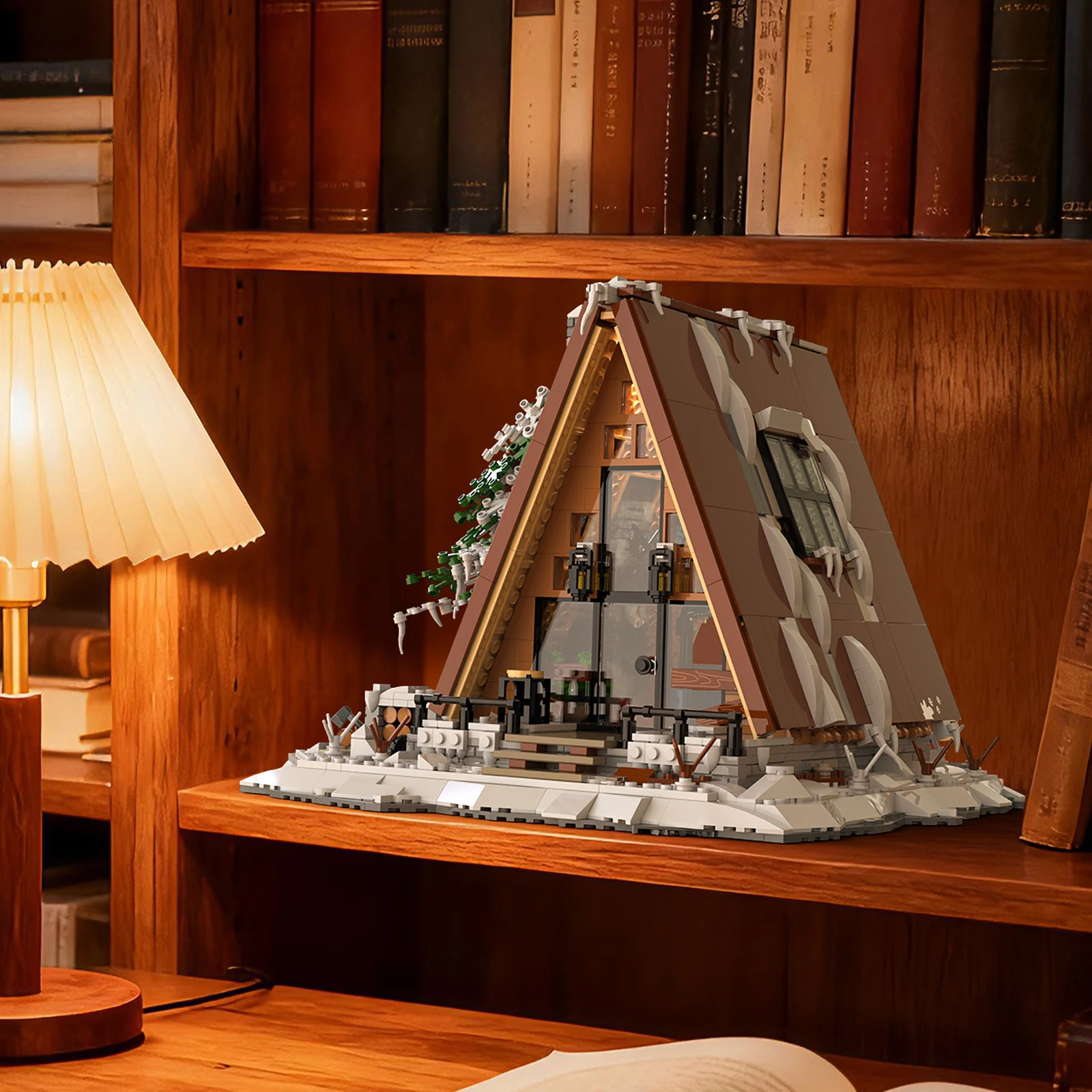 التعليمية والمرح - بناء A-FRAME SNOW CABIN منزل خشبي اللبنات مجموعات الطوب لعبة المدينة هدية عيد ميلاد للهدايا