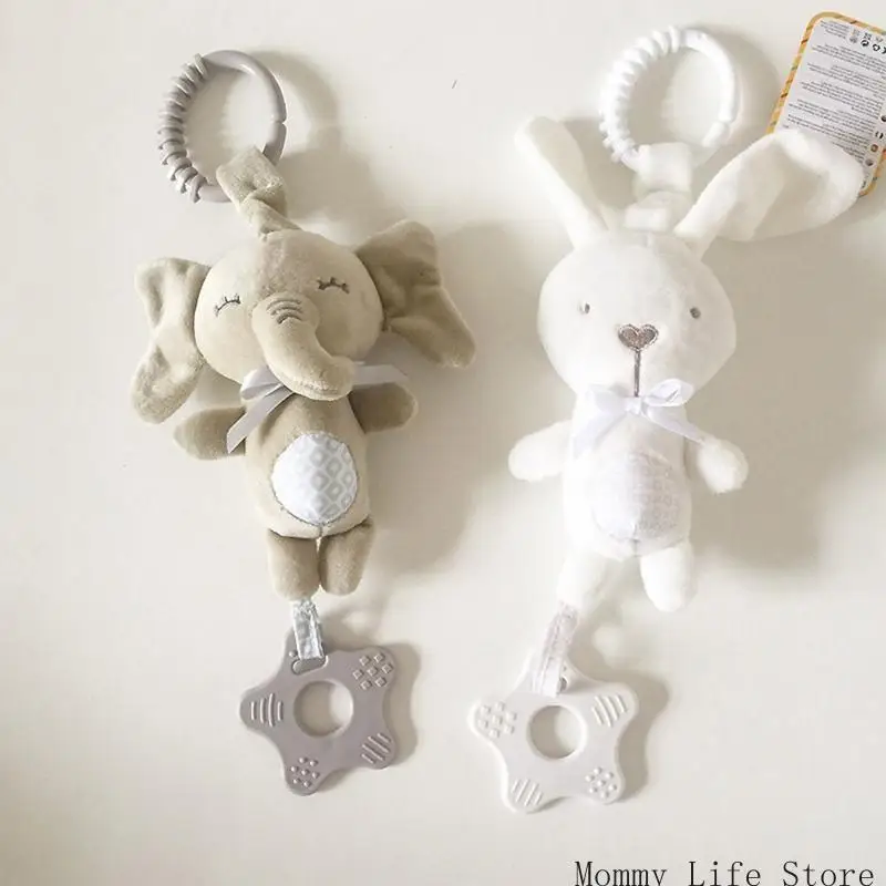 Cartoon Animal Shake Pendant Plush Elephant Rabbit Ratche Windchime dla noworodka Zabranie umiejętności trening