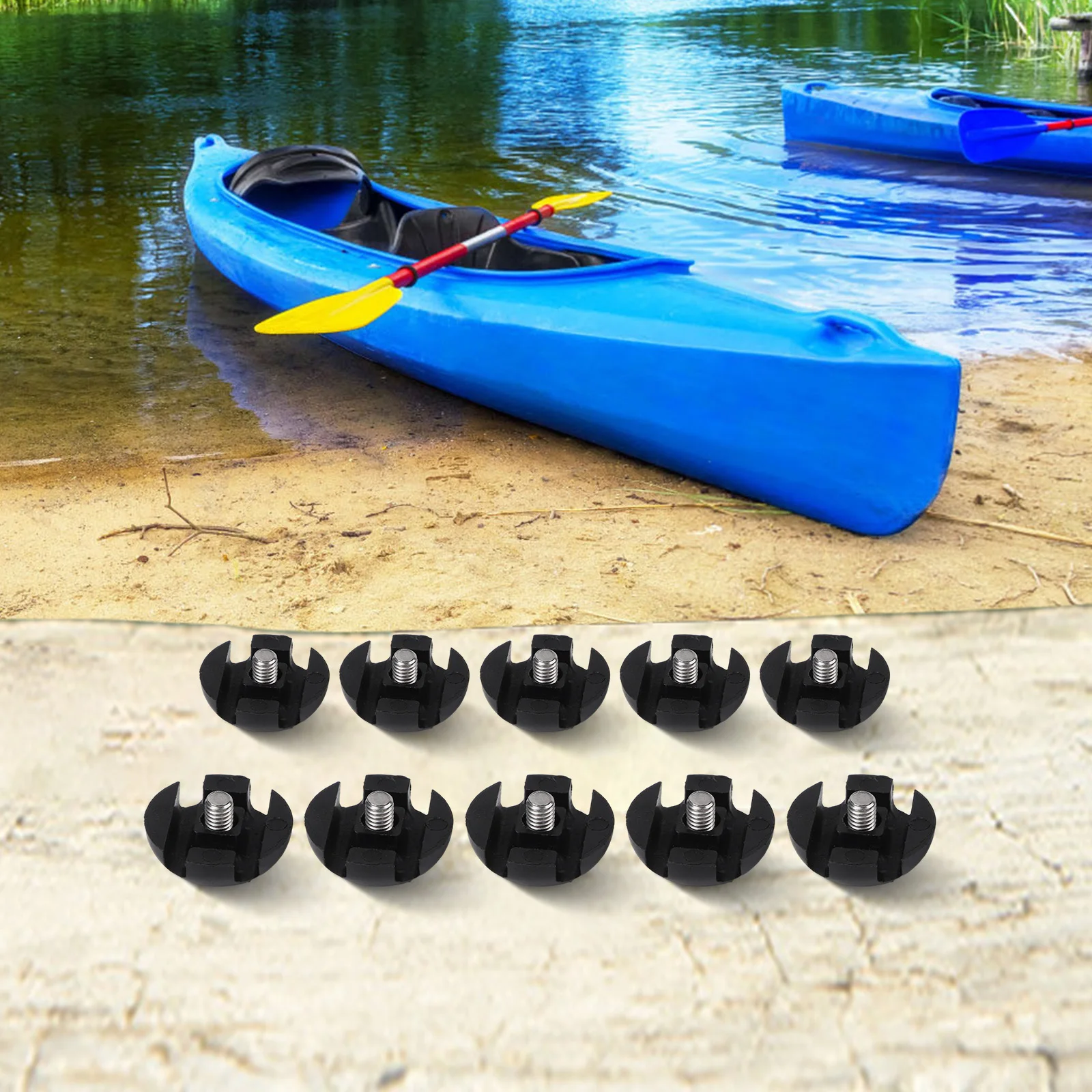 

10pcs Kayaks Elastic Rope Mount Safety Buckle Hook With Screws Portable Buckles Boat Deck Line Guide Slotted Boat Accessories