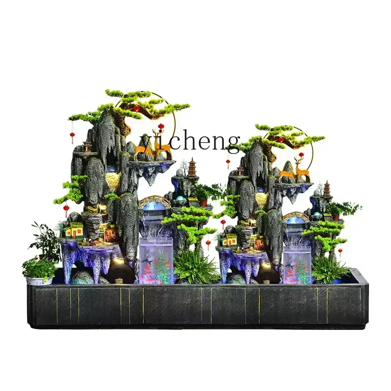 Zws. ornament rockery floor-to-ceiling fish pond fish tank circulation living room balcony office fountain landscape