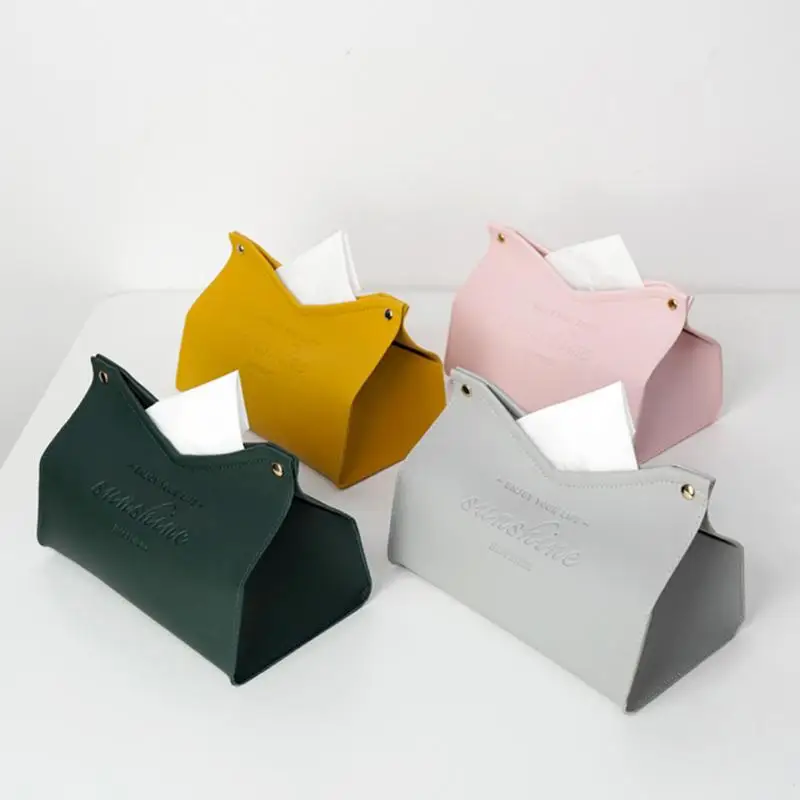 Leather Tissue Box Car Tissue Box For Home Living Room Decoration Bedroom Kitchen Nordic Napkin Holder Large Desktop Storage Box