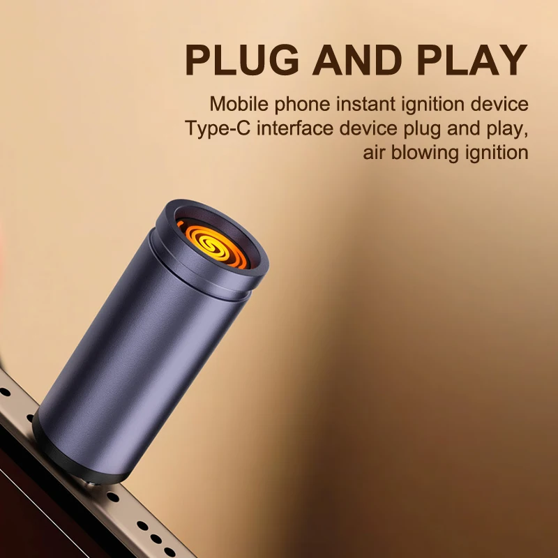 Type C Mini Lighter, No Battery or Flame Needed, Blow-to-Ignite, Auto Shut-Off, Compact Design for Air Travel & Outdoor Use.