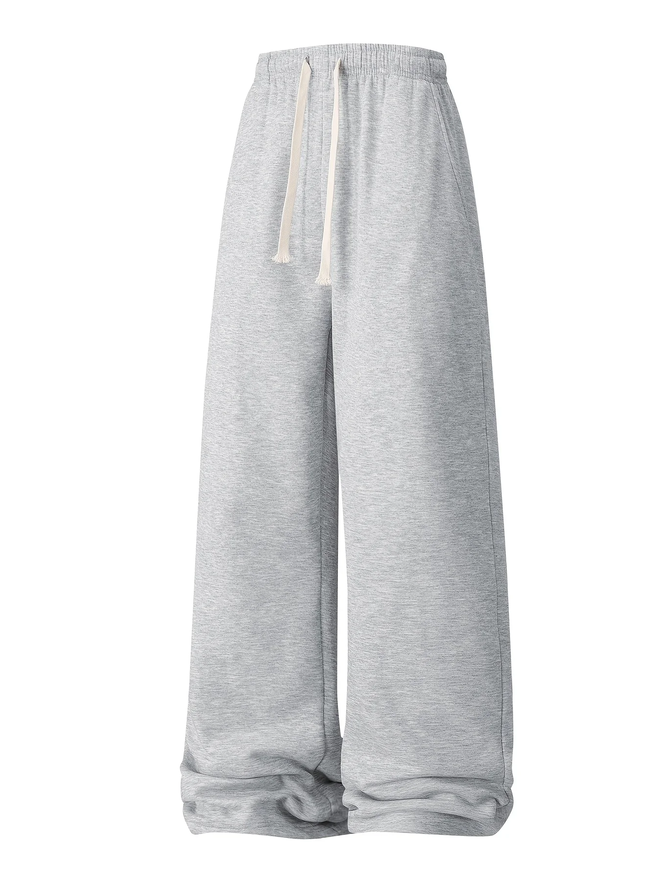 

Men's Casual Solid Color Velvet Wide Leg Pants with Adjustable Waist Drawstring for Comfort Streetwear Men