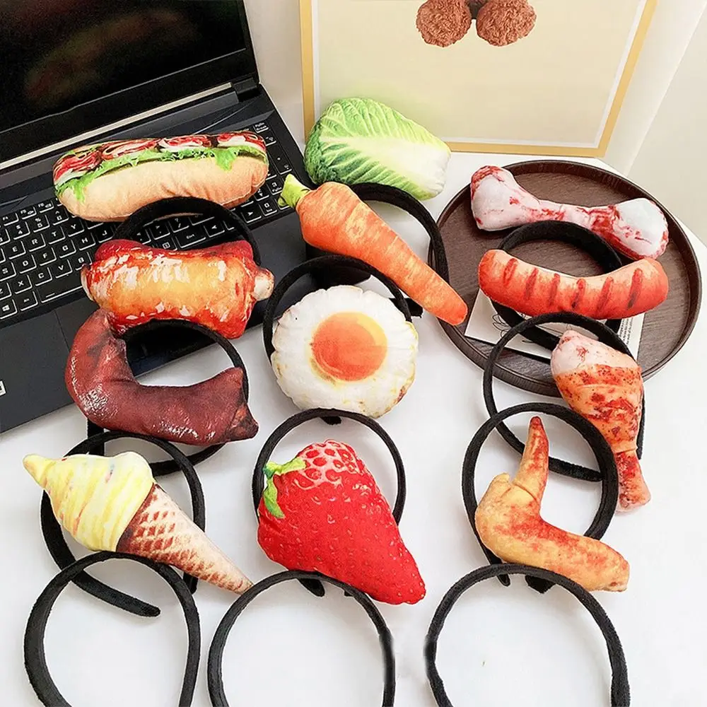 Divertente fragola simulata cibo cerchio per capelli verdura Amburgo Hotdog fascia per pane Spareribs Party