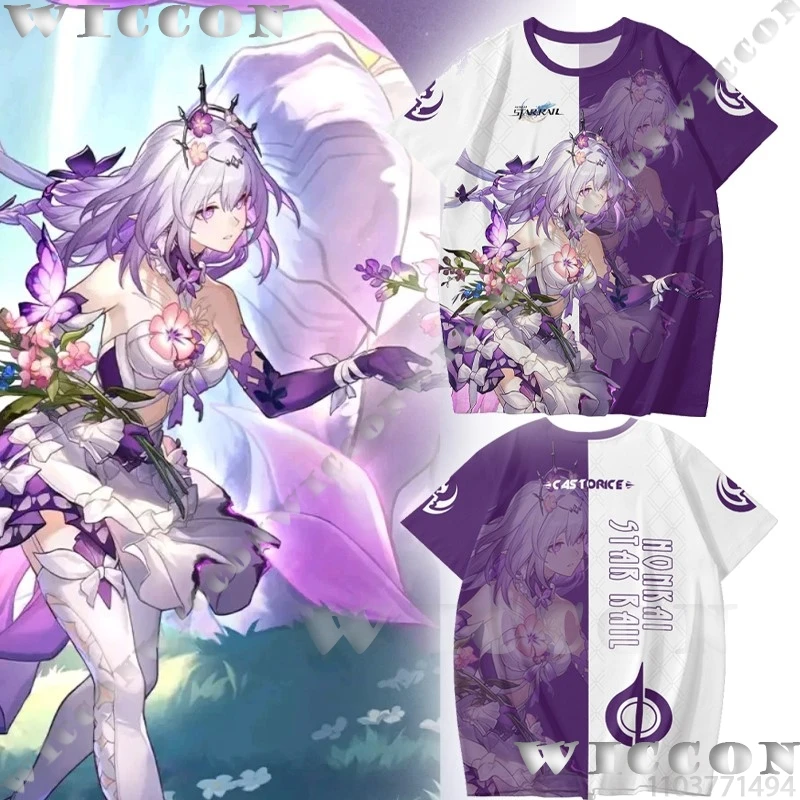 Castorice T-Shirt Game Honkai: Star Rail Coaplay Costume Summer Clothes Short Sleeves Suit Man Girl Women Halloween Customized