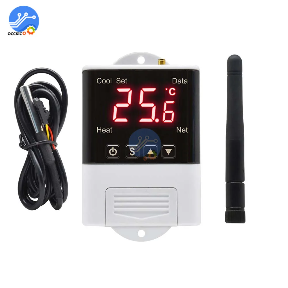 Wireless Wifi Temperature Controller Thermostat AC110-220V DS18B20 NTC Sensor Digital Display APP Control for Smart Home Aquariu