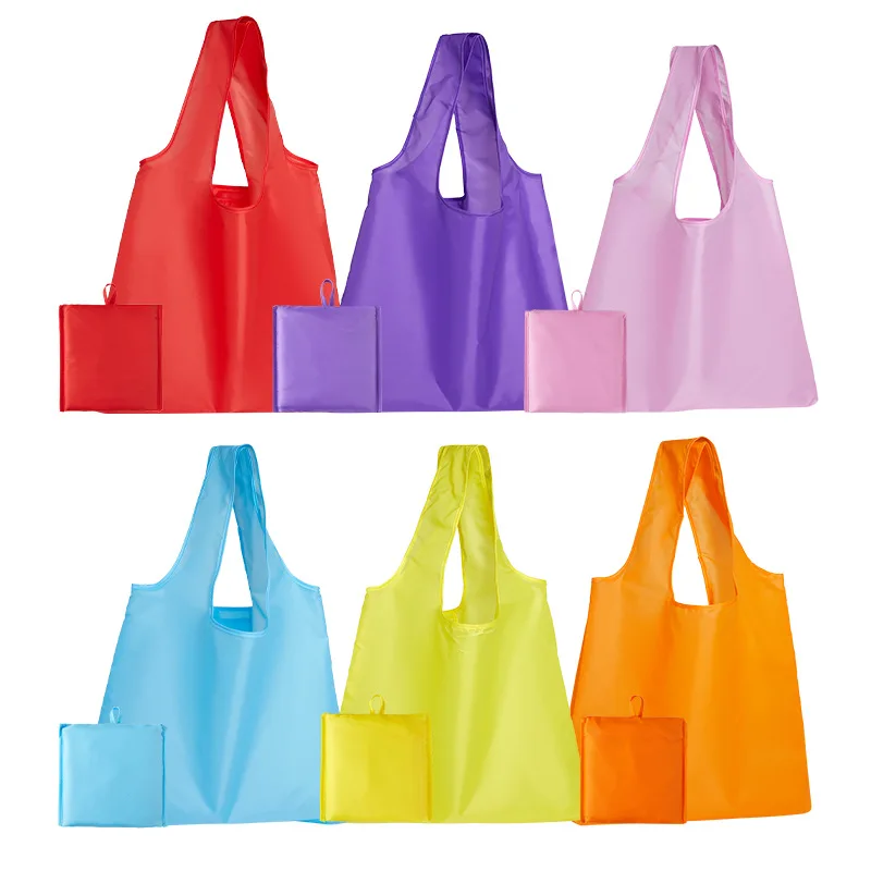 Women's Shopping Bag Solid Color Eco-friendly Folding Reusable shooper case Portable Shoulder Handbag for Travel Grocery 40x50cm