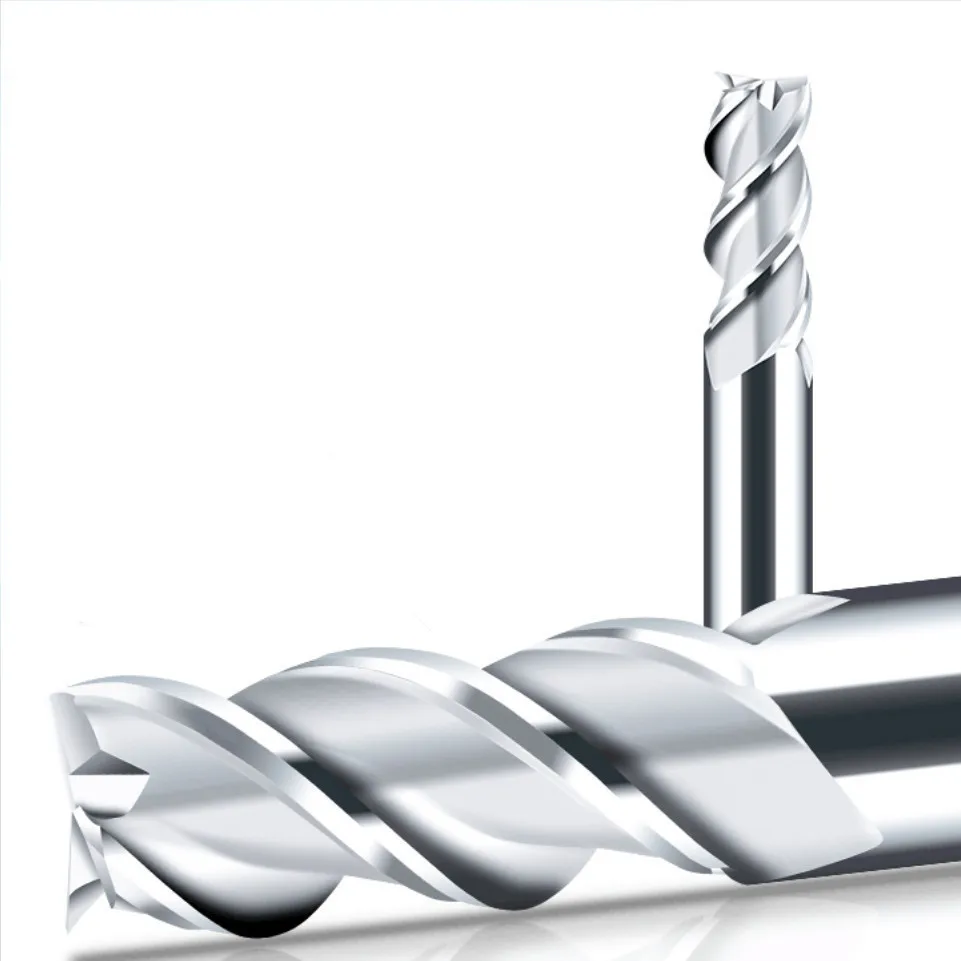 HRC55-fresadora plana de 3 ranuras, fresadora CNC de procesamiento de cobre y madera de aluminio, broca espiral de acero de tungsteno, fresa de carburo de extremo
