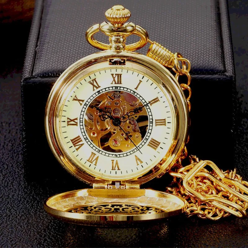 New nostalgic carved pocket watch retro flip exquisite automatic mechanical pocket watch for men and women