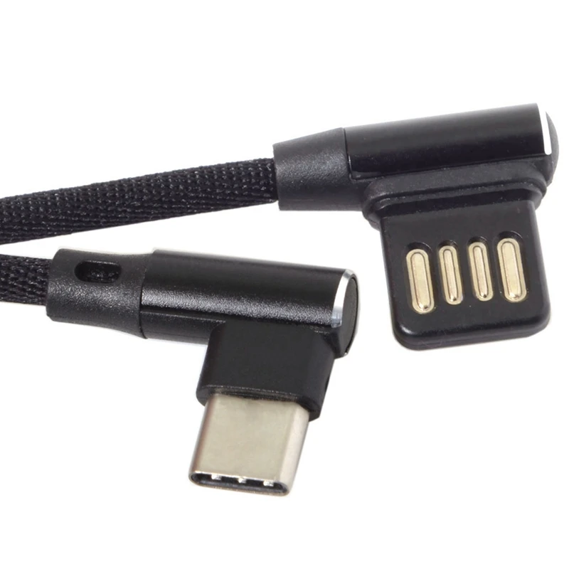 N75R-5X USB-C 3.1 Type-C To Left Right Angled 90 Degree USB 2.0 Data Cable With Sleeve For Tablet & Phone 15Cm