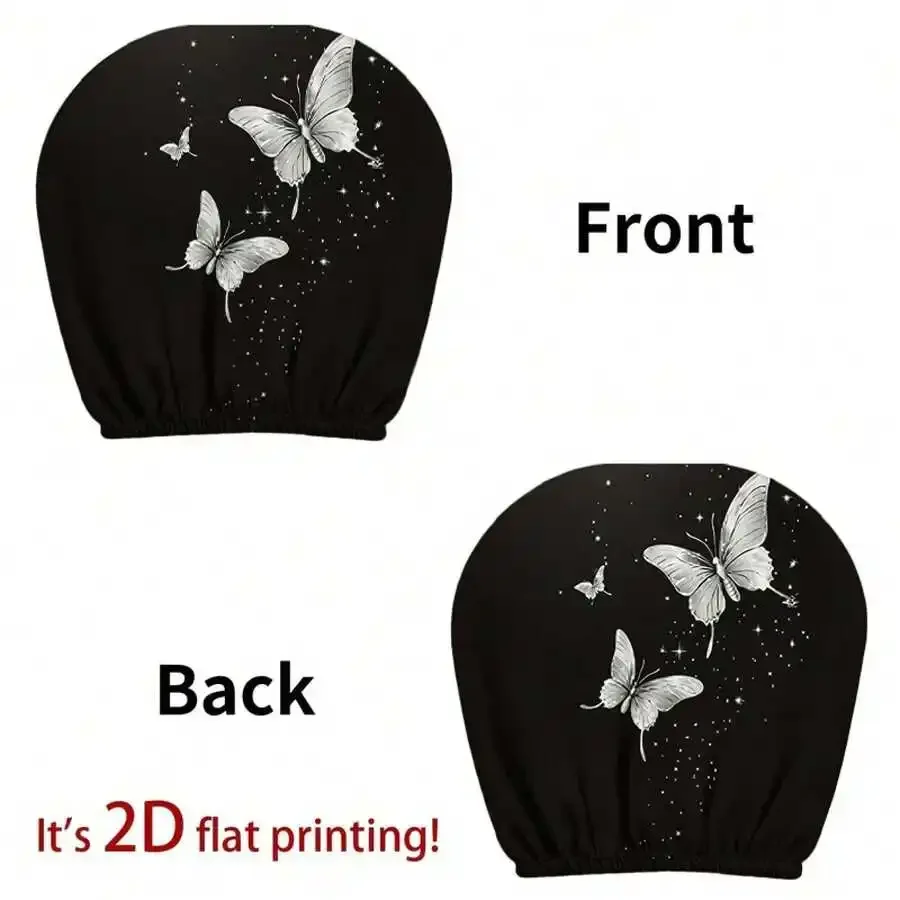 

2pcs Butterfly Starry Sky Printed Car Headrest Cover 2D Flat Design For Interior Decoration