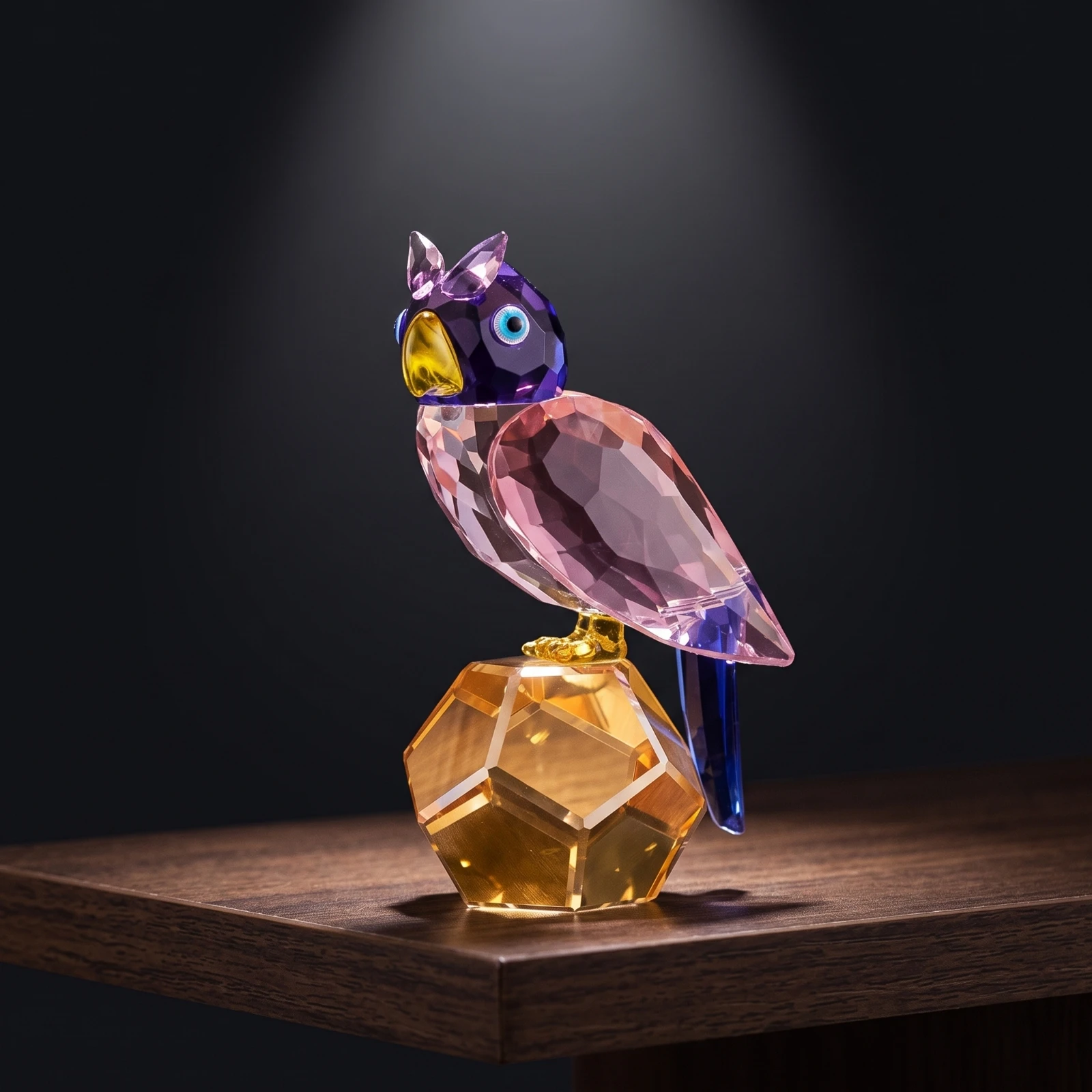 Faceted Crystal Owl Figurine Modern Crystal-style Ornament Small Owl Statue Decor for Desk Display view 6