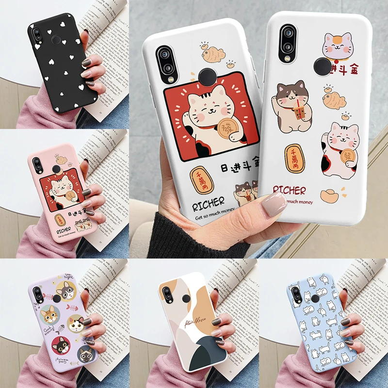 Para Huawei P20 2018 P20 Lite P 20 Pro funda lindos dibujos animados corazón gato silicona suave a prueba de golpes funda de teléfono para Huawei P20 Fundas