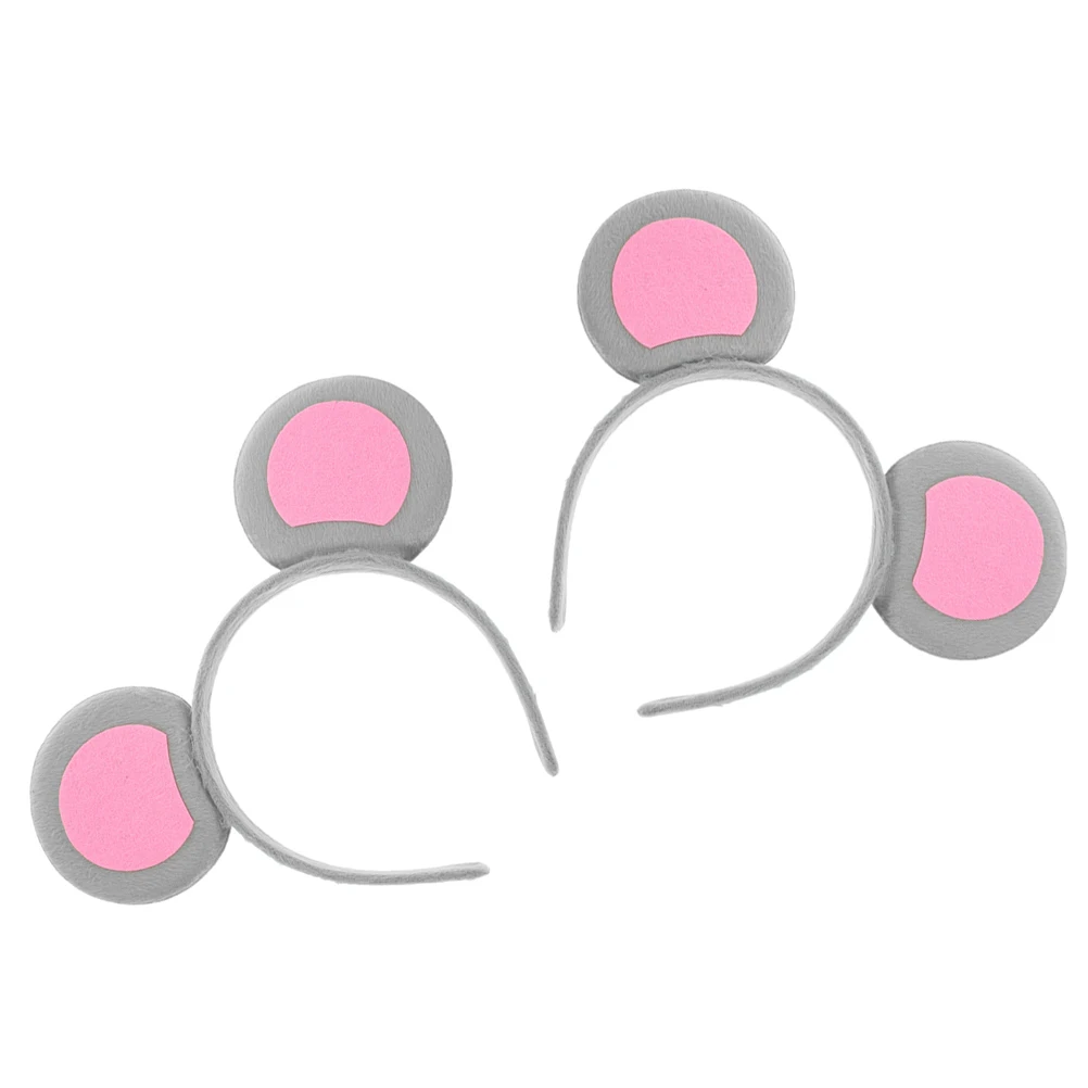 

2 Pcs Mouse Headband Animal Ears Hair Hoop Cute Hairband Headbands Girl Cosplay Adorable Headdress Fabric Hoops Woman