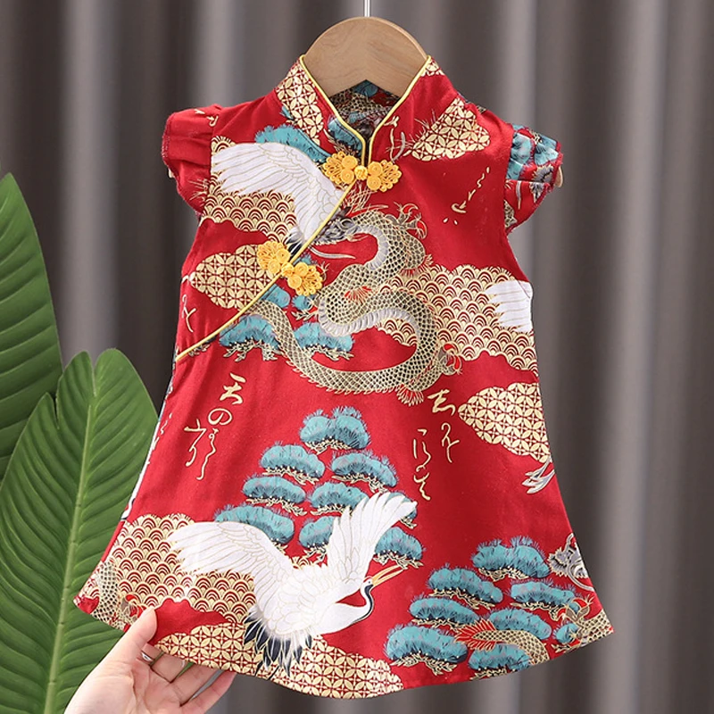 Kind Mädchen Kleid Cheong sam chinesischen Stil Mode Geburtstags feier tragen Teen Schwestern Kinder Kleidung Baby Mädchen Prinzessin Kleid a541