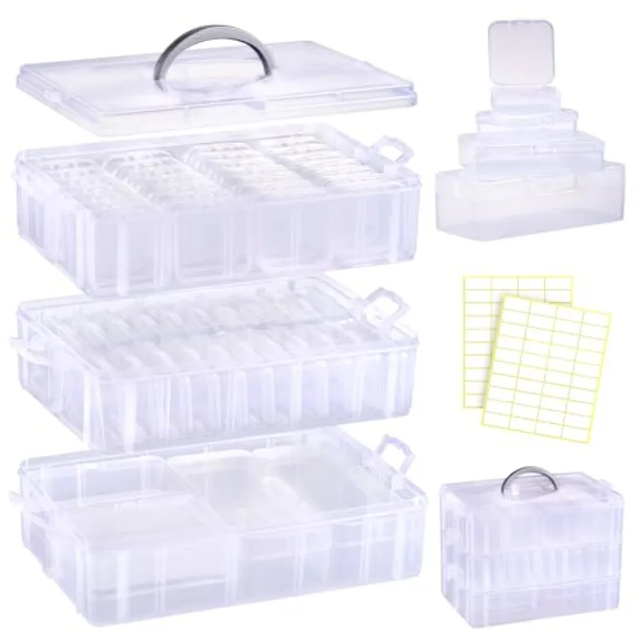 

Bead Organizers and Storage 56 Pcs Small Plastic Containers with Lids and 3-Tier Stackable Storage Box Mini Clear Organizers fo