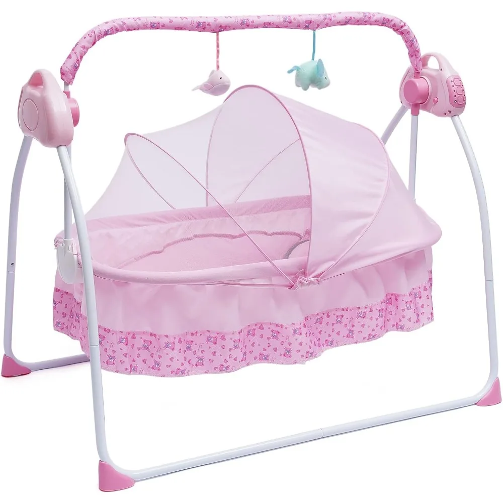 Electric Baby Crib Cradle Baby Bassinet Auto Rocking Chair Infant Rocker Auto Swing Bed for Infant Newborn Baby Boys & Girls