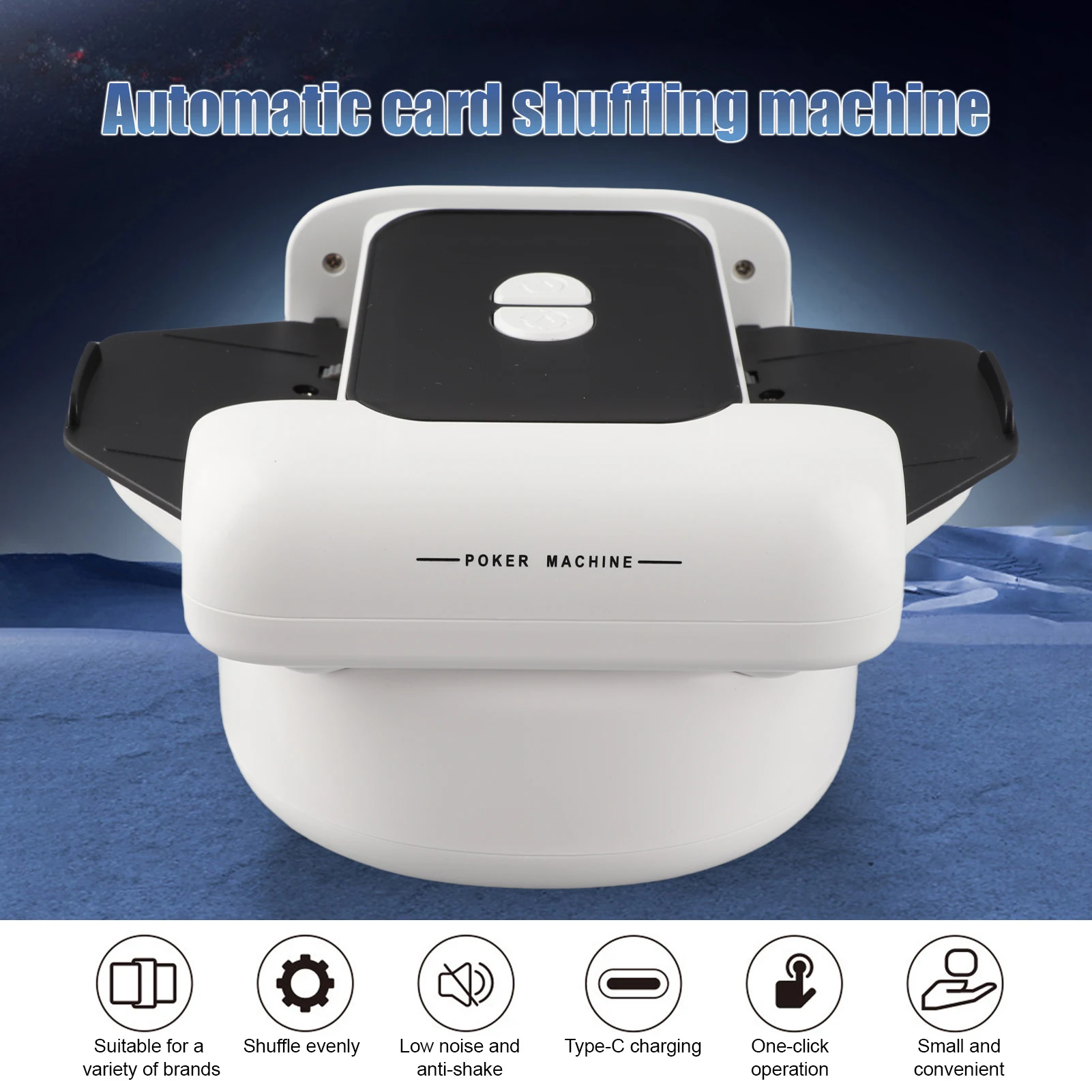 

【Sale】Automatic Card Shuffler 2 Deck Electric Casino Card Shuffler Rechargeable Cordless Poker Machine Built-in 1200mAh Battery