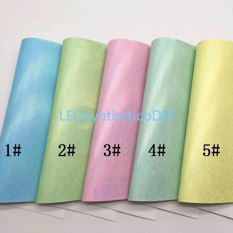 LEOsyntheticoDIY Pastel Colors Iridescent Glitter Vinyl Fabric Sheet Felt Backing Synthetic Leather Faux Vinil DIY A4 SIZE R09