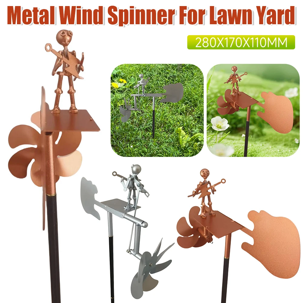 

Handmade DIY Metal Drummer Outdoor Windmill Statue Rust-proof Decorative Wind Sculpture Metal Drummer Windmill Statue For Garden