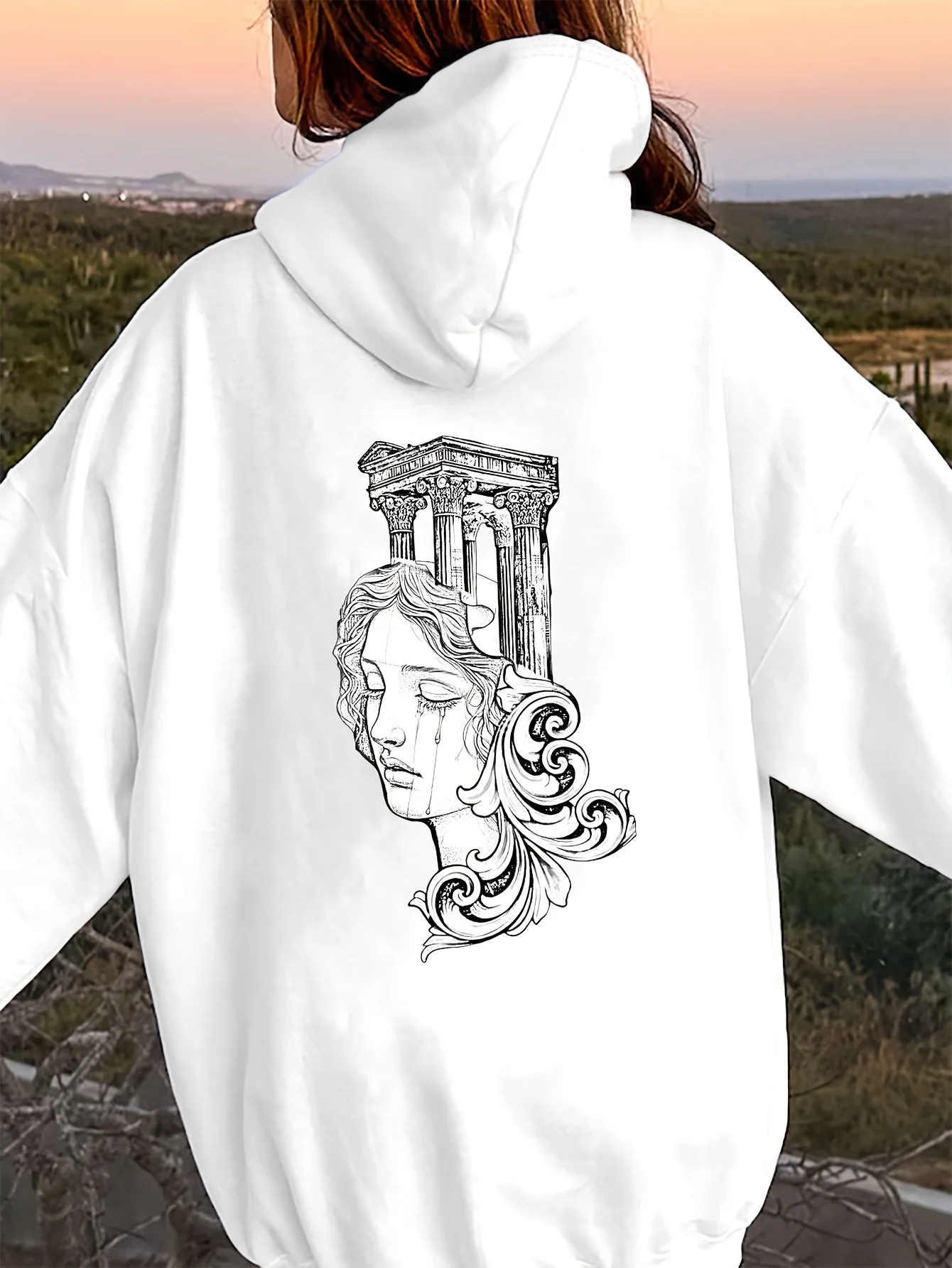 

Weeping Stone Fairy Graphic Printing Autumn and Winter Pure Cotton Hoodie for Men and Women Casual Outdoor Street Sports Loose