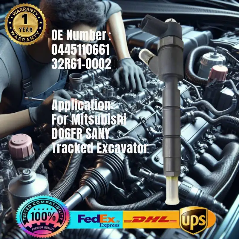

0445110661 32R61-00020 Common Rail Fuel Injector for Mitsubishi DO6FR SANY Tracked Excavator