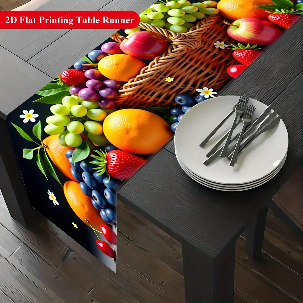 2D‑Printed Fruit‑Basket Table Runner, Decor for Dining Table, Coffee‑Table, Gatherings, Indoor‑Outdoor Parties
