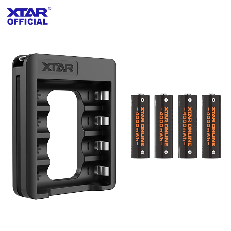 

XTAR C4-AA Charger & 4/8 AA 1.5V 4000 Li-ion Batteries 2500mAh Touch Display Fast Charge 3A Discharge 1200 Cycles