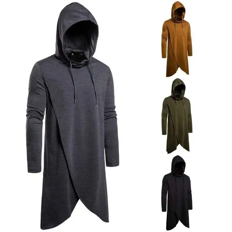 Medium Irregularly Hooded Pullover And Spring Men's Split Autumn New Long Sweater Jacket