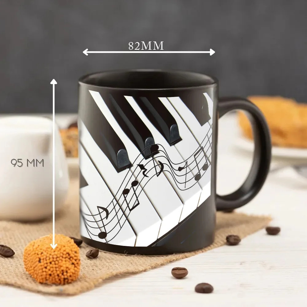 New Creative Piano Pattern Ceramic Mug, Piano Club Building Gift Coffee Ceramic Water Cup