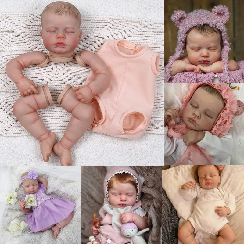 50CM LouLou Reborn Baby Doll Soft Vinyl 3D Skin Painting Set with Rooted Eyelashes, Painted Unassembled DIY Doll Kit