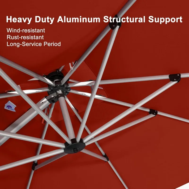 10ft مظلة فناء في الهواء الطلق مظلة مربعة كبيرة ناتئ مظلة يندبروف إزاحة الثقيلة الشمس لحديقة ديسمبر