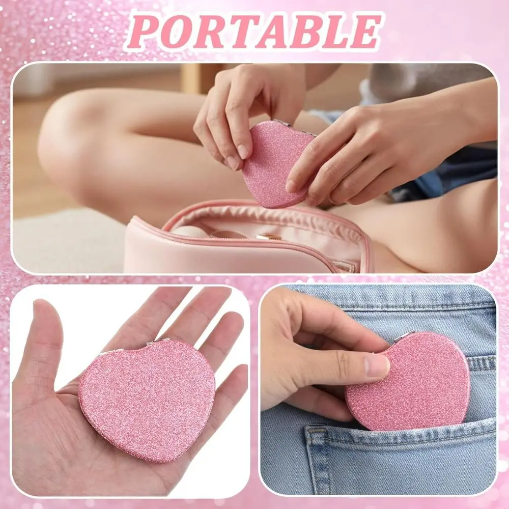 Fashion Double-Sided Pink Mirror Portable with Magnifying Heart Shaped Compact Mirror Foldable Vanity Mirrors Home Use