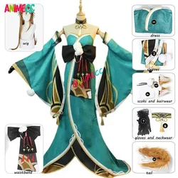 ANIMECC in Stock Miss Hina Genshin Impact  Cosplay Costume Wig Anime Gorou Geo Uniform Party Dress Halloween Carnival for Women