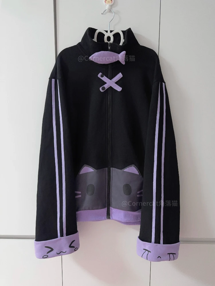 Original Japanese Subculture Harajuku Style Cute Y2K Jacket Stand Collar Long Sleeve Kawaii Loose Casual Zipper Sweatshirt Women