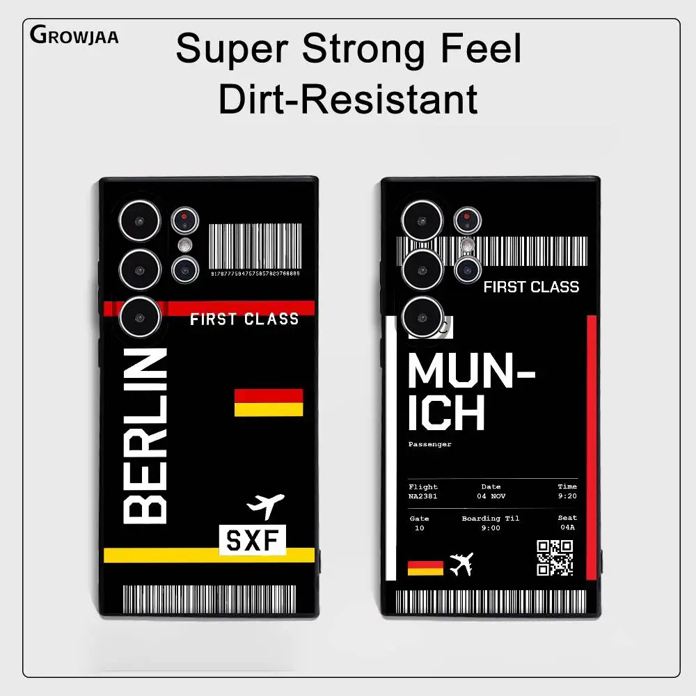 

Germany Plane Ticket Phone Case For Samsung Galaxy S25 S24 S22 S23 Ultra S21 S20 Plus 5G Frosted Non-Slip Full Cover Soft Case