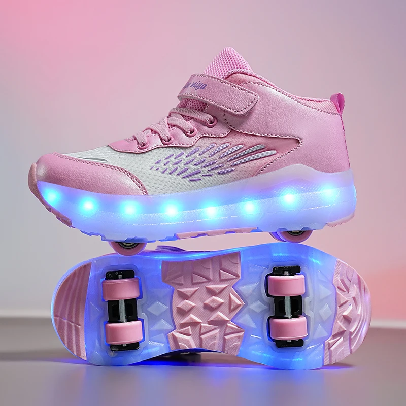 

2025 Winter Kids' Wear-Resistant Roller Sneakers: Invisible 4-Wheel Auto-Retractable – Boys', Girls' Sports Shoes